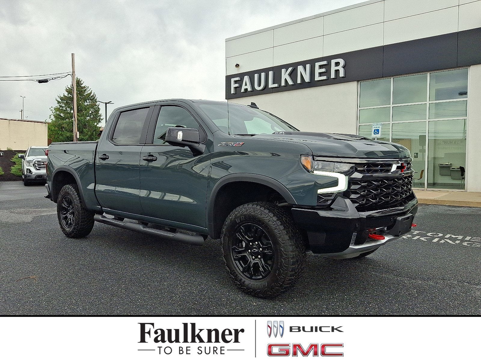 2026 Chevrolet Silverado 1500 ZR2 in Cypress Gray — front three-quarter view