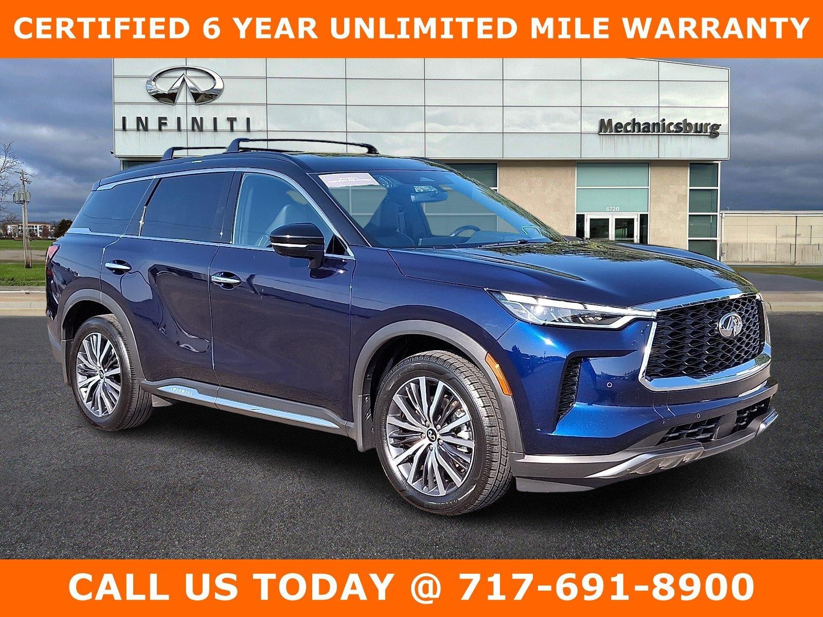 2024 INFINITI QX60 AUTOGRAPH AWD in Grand Blue/Black Obsidian — front three-quarter view