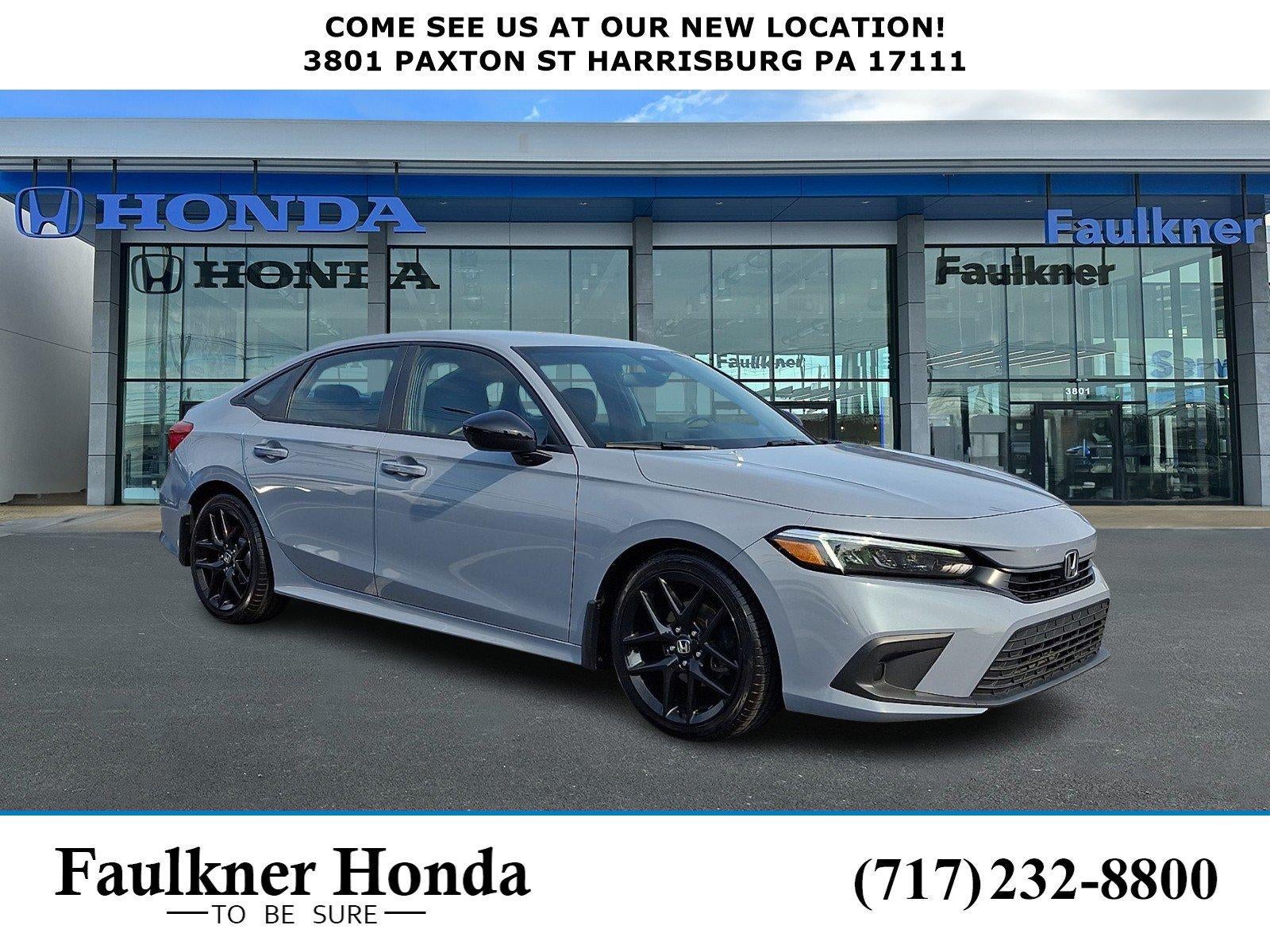 2023 Honda Civic Sedan Sport CVT in Sonic Gray Pearl — front three-quarter view