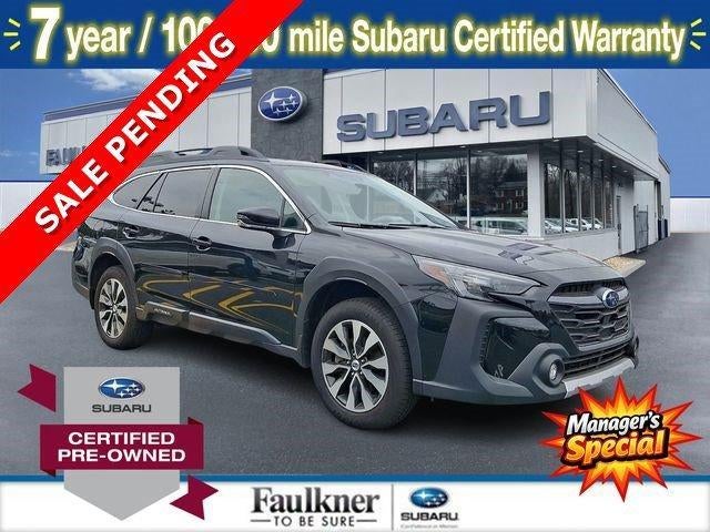 2025 Subaru Outback Limited AWD in Crystal Black Silica — front three-quarter view