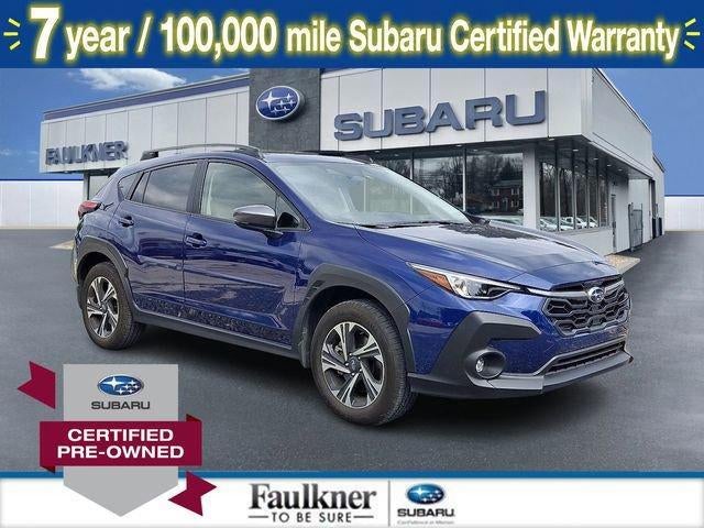 2024 Subaru Crosstrek Premium AWD in Sapphire Blue Pearl — front three-quarter view