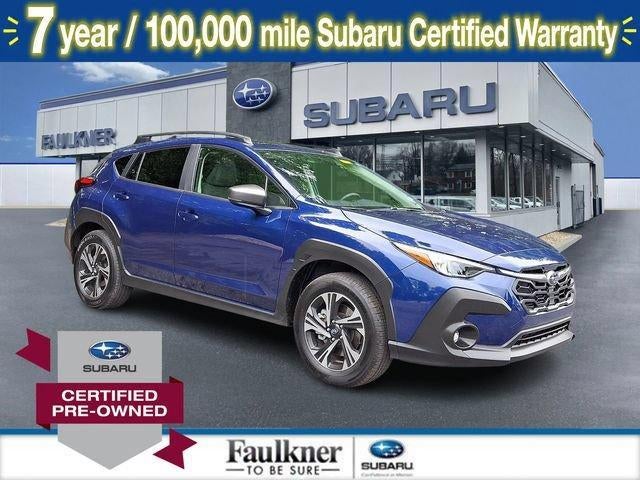 2025 Subaru Crosstrek Premium AWD in Sapphire Blue Pearl — front three-quarter view
