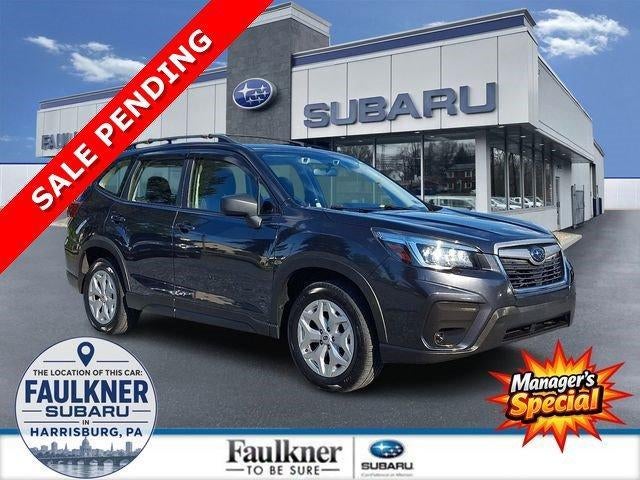 2019 Subaru Forester 2.5i in Dark Gray Metallic — front three-quarter view