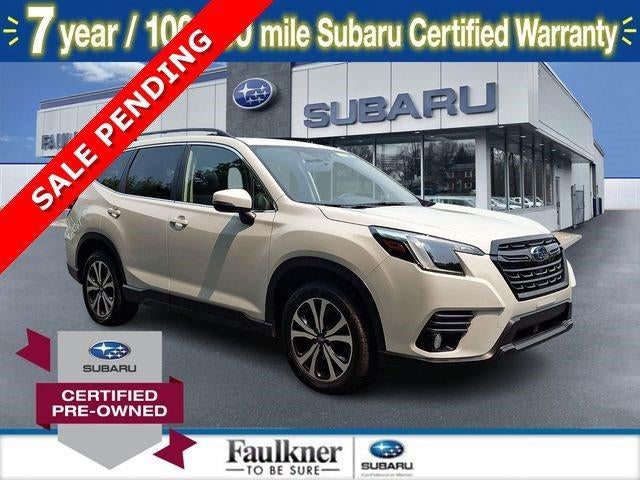 2023 Subaru Forester Limited CVT in Crystal White Pearl — front three-quarter view
