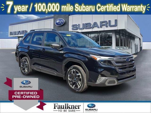 2025 Subaru Forester Limited Hybrid AWD in Crystal Black Silica — front three-quarter view