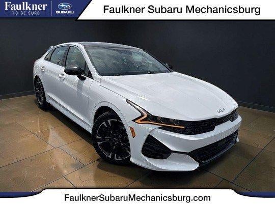 2023 Kia K5 GT-Line Auto AWD in Glacial White Pearl — front three-quarter view