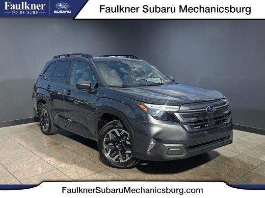 2025 Subaru Forester Premium AWD in Magnetite Gray Metallic — front three-quarter view