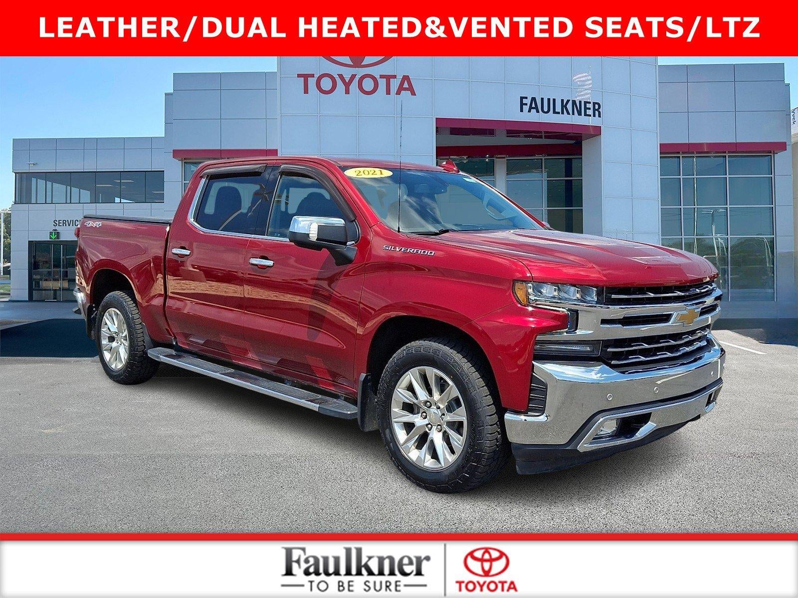 2021 Chevrolet Silverado 1500 Crew Cab Short Box 4-Wheel Drive LTZ in Cherry Red Tintcoat — front three-quarter view