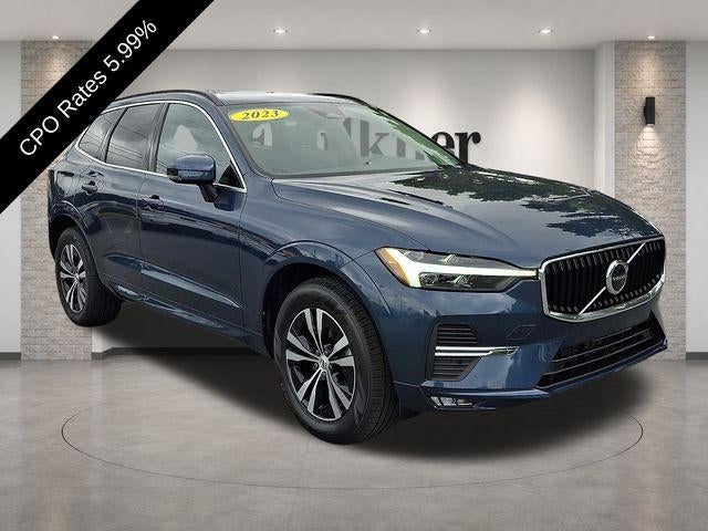 2023 Volvo XC60 B5 AWD Core in Denim Blue Metallic — front three-quarter view