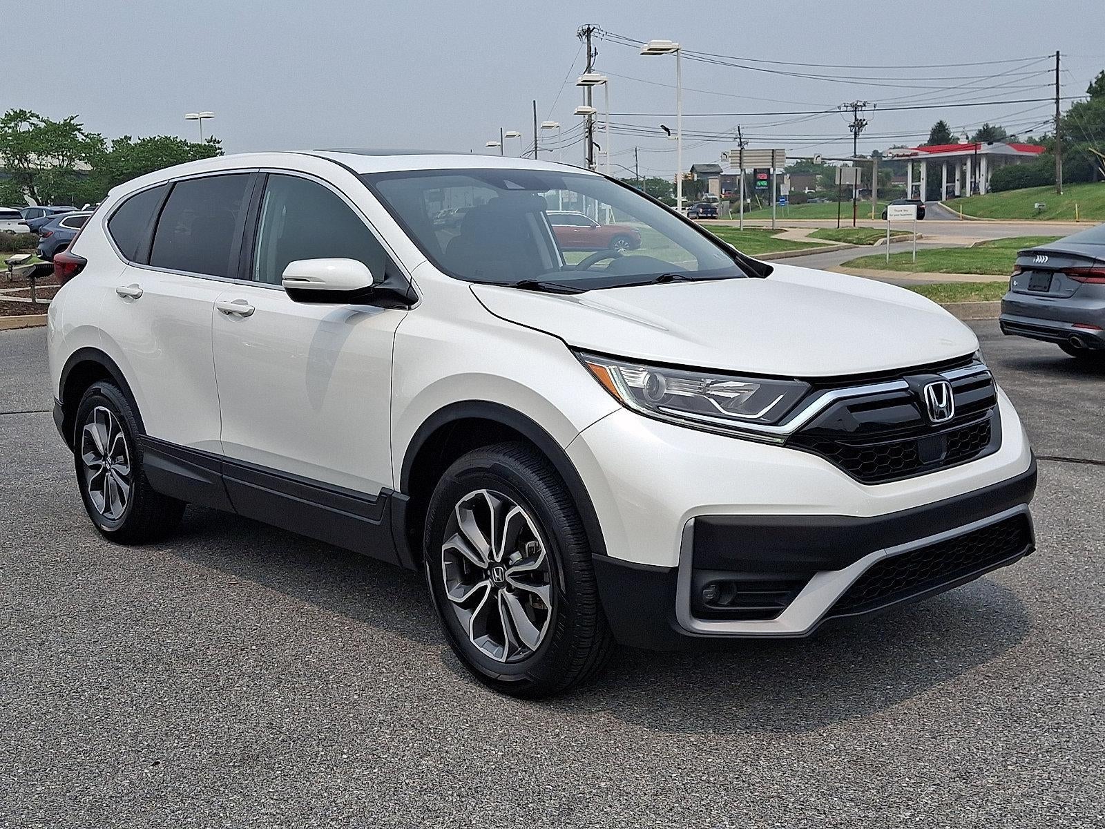 2021 Honda CR-V EX AWD in Platinum White — front three-quarter view