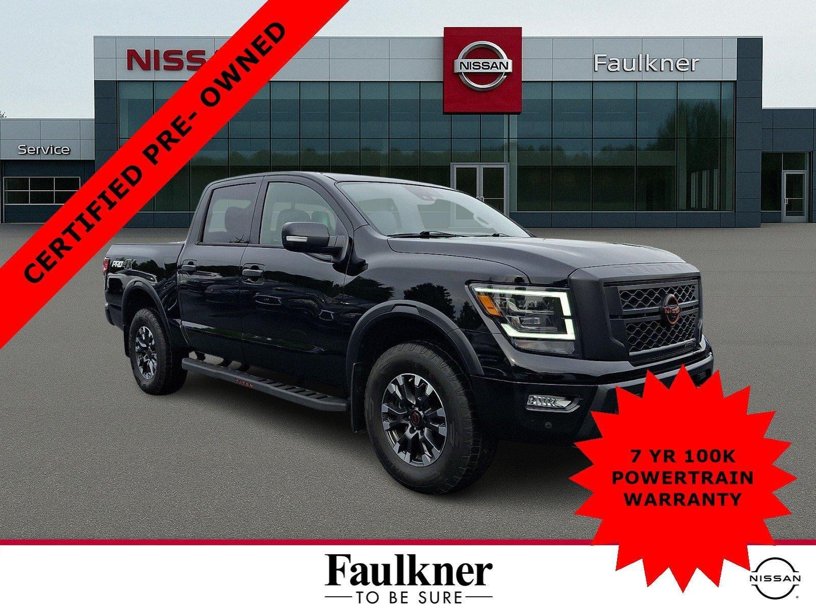 2024 Nissan TITAN Crew Cab PRO-4X in Black — front three-quarter view
