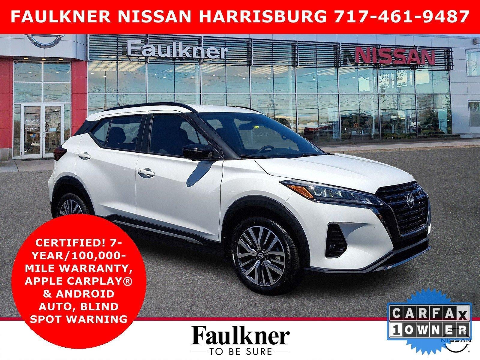 2023 Nissan Kicks SR in Aspen White — front three-quarter view