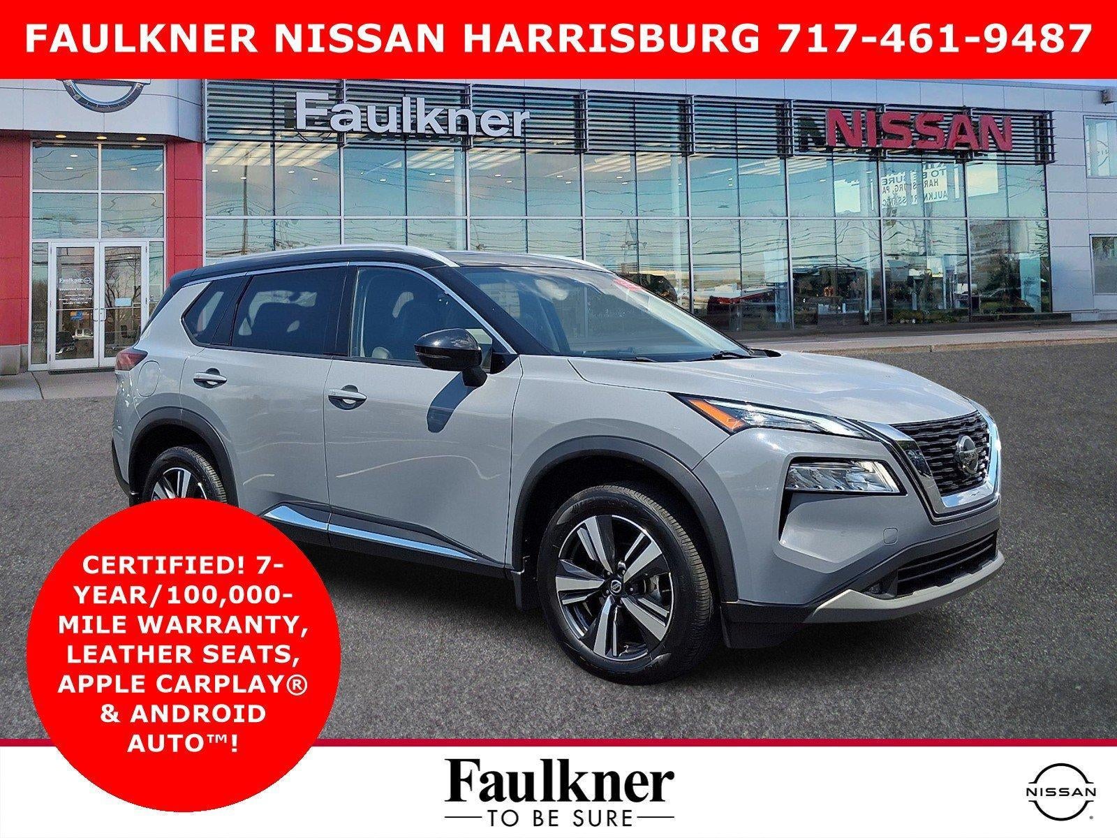 2021 Nissan Rogue SL in Boulder Gray Pearl Super Black — front three-quarter view