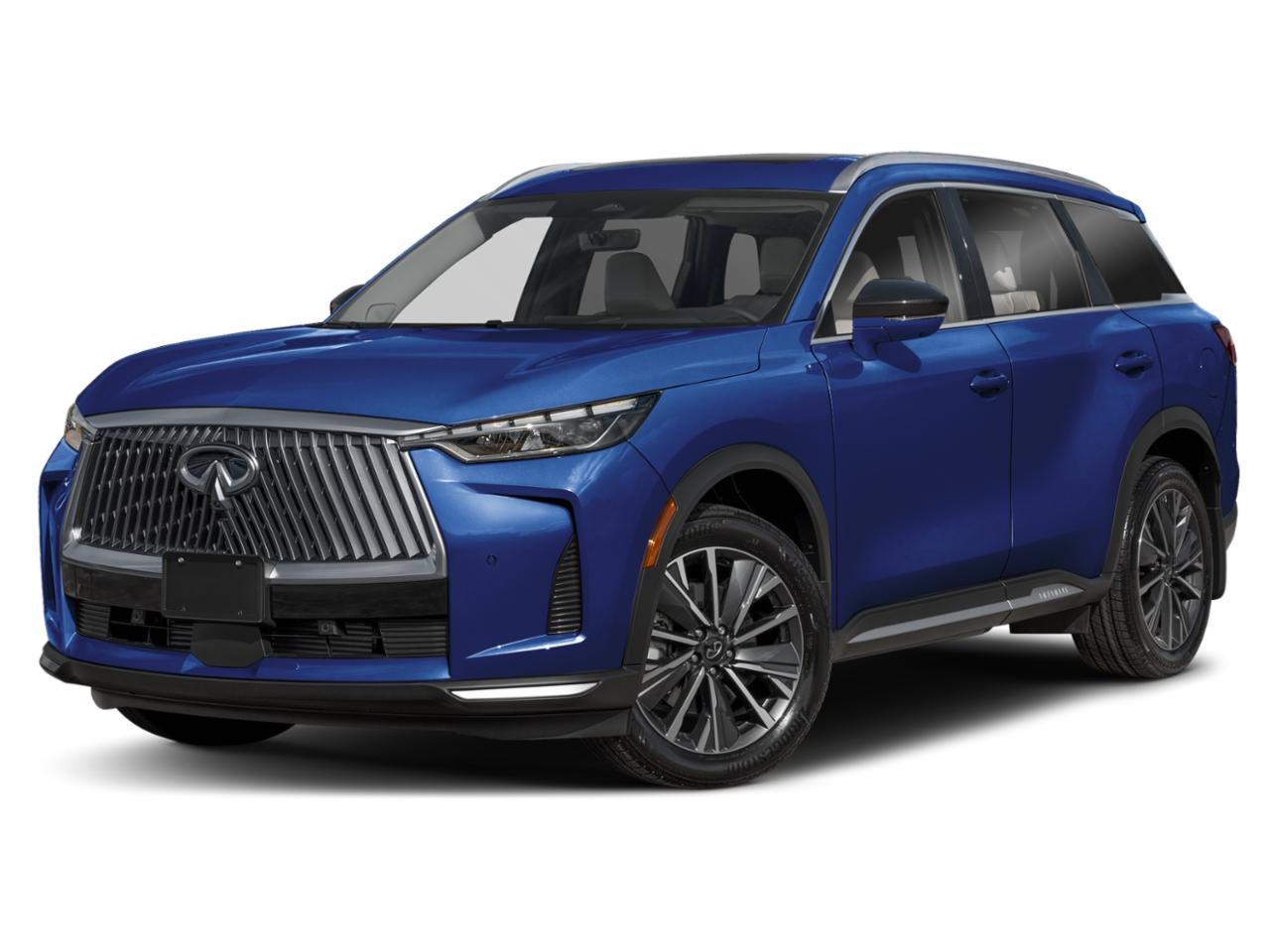 2027 INFINITI QX60 LUXE AWD in Grand Blue — front three-quarter view