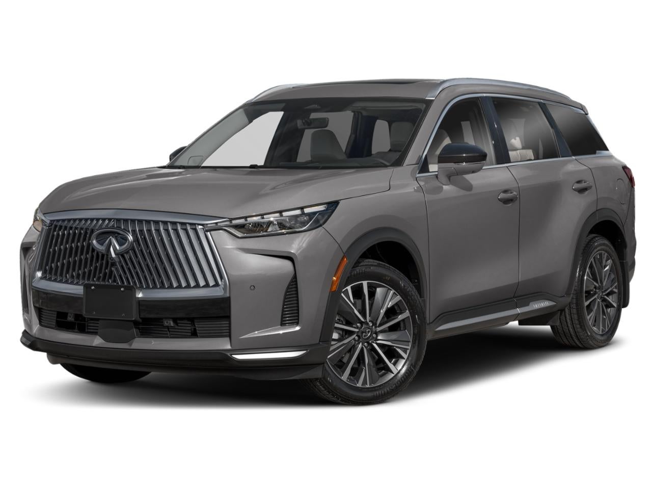 2027 INFINITI QX60 LUXE AWD in Graphite Shadow — front three-quarter view