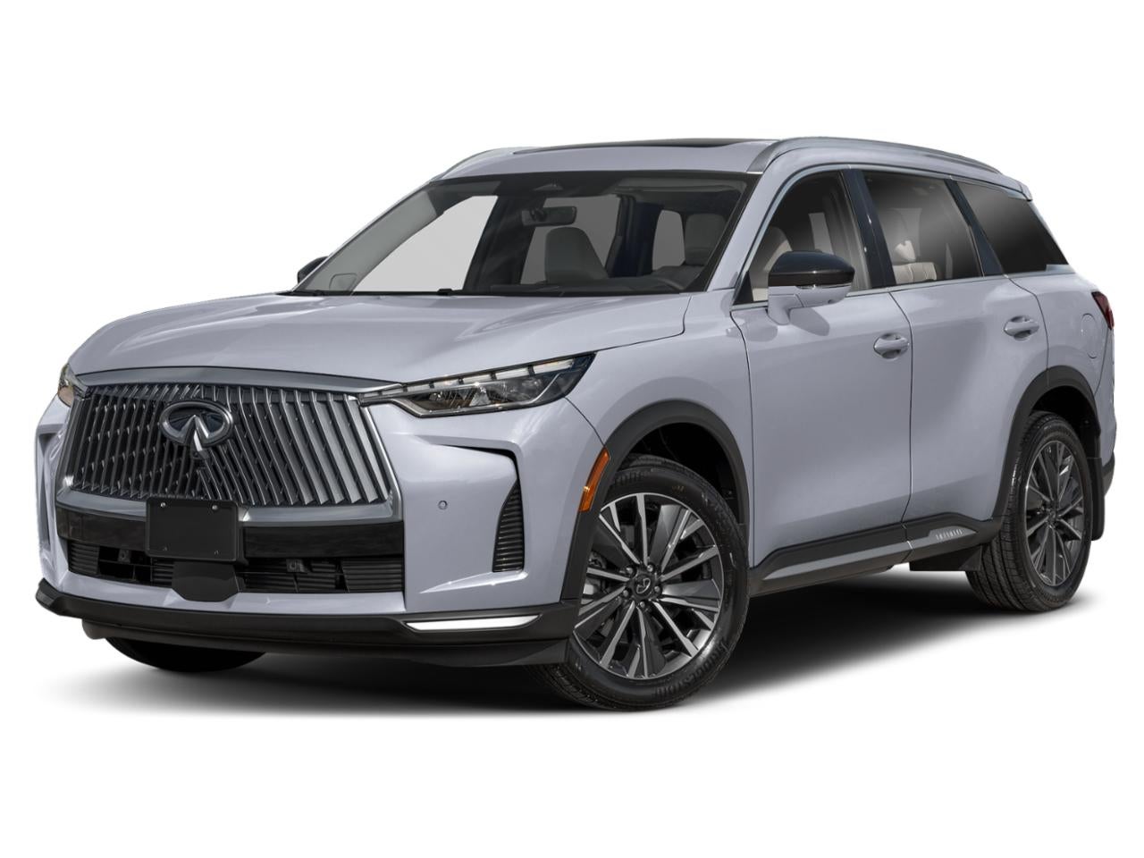 2027 INFINITI QX60 LUXE AWD in Harbor Gray — front three-quarter view