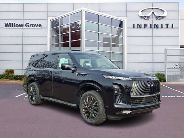 2026 INFINITI QX80 AUTOGRAPH AWD in Mineral Black — front three-quarter view
