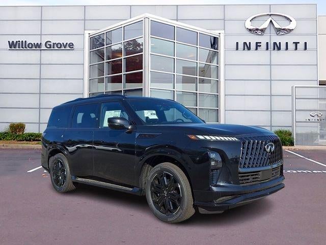 2026 INFINITI QX80 SPORT AWD in Mineral Black — front three-quarter view