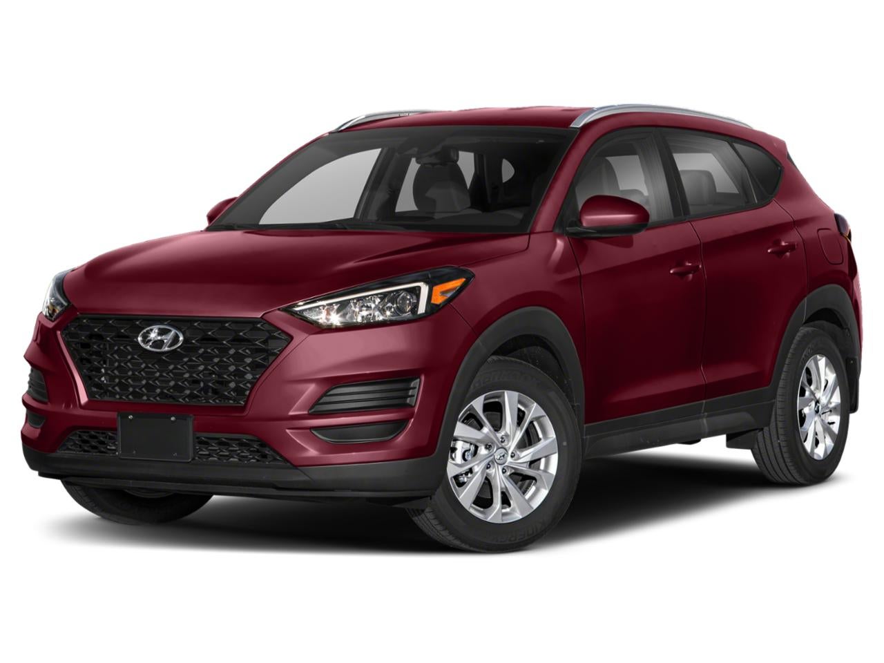 2019 Hyundai TUCSON SE in Gemstone Red — front three-quarter view