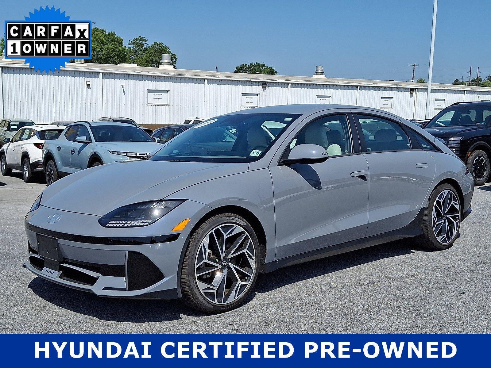 2023 Hyundai IONIQ 6 SEL in Transmission Blue — front three-quarter view